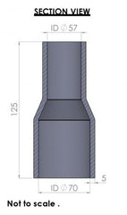 70-57mm Straight Reducer Silicone Hose