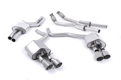Milltek Audi S7 SPORTBACK 4.0 TFSI QUATTRO S TRONIC (2012 to 2018) Resonated (quieter) with Titanium tips. Some 2016 and later models have an updated valve location on one rear silencer meaning the wiring loom needs extending to accommodate.