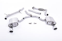 Milltek Audi A4 2.0 TFSI B9 QUATTRO SALOON & AVANT (NON OPF/GPF MODELS INC MILD HYBRID & Cat-back Exhaust WITHOUT BRACE BARS) (2016 and later) Non Resonated (Louder) with Dual GT-100 Polished Trims