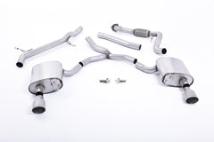Milltek Audi A4 2.0 TFSI B9 QUATTRO SALOON & AVANT (NON OPF/GPF MODELS INC MILD HYBRID & Cat-back Exhaust WITHOUT BRACE BARS) (2016 and later) Non Resonated (Louder) with Dual GT-100 Titanium Trims