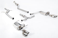 Milltek Audi A4 2.0 TFSI S LINE B8 (2WD AND QUATTRO MANUAL-ONLY) SALOON & AVANT (2008 to 2011) Non-Resonated Quad-outlet. Requires S4 3.0T lower spoiler and detailing strip and additional hanger bracket (Part # 8K0253144M) from your local Audi dealer