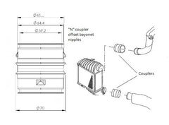 Alloy Male to Male Bayonet 65mm Coupler with Offset Nipples