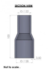 28-22mm Straight Reducer Silicone Hose