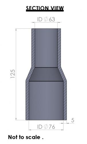76-63mm Straight Reducer Silicone Hose