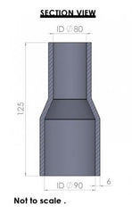90-80mm Straight Reducer Silicone Hose