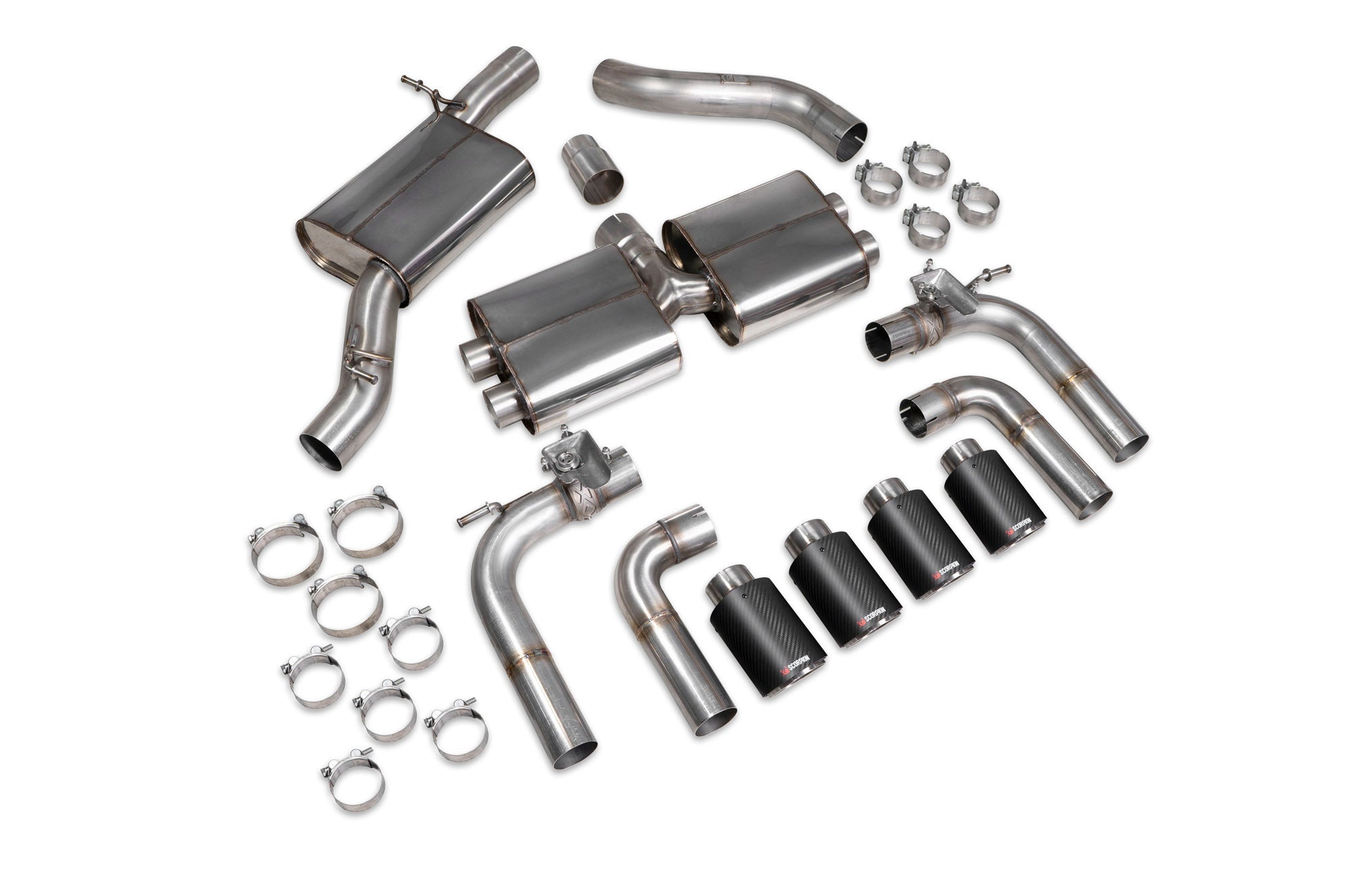 Audi S3 Saloon 8V Resonated cat/gpf-back system with valves - Scorpion