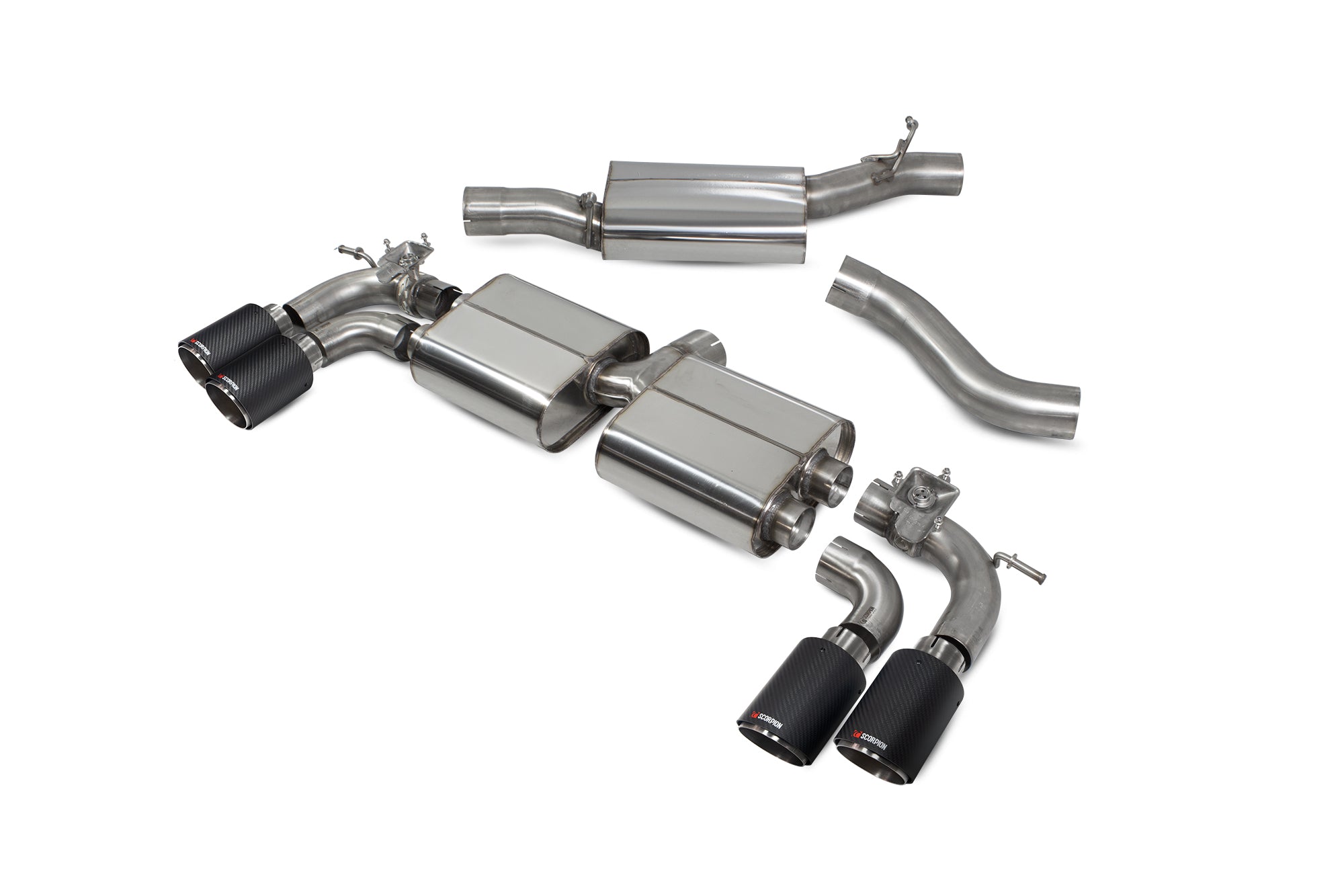 Audi S3 3-Door/Sportback 8V Resonated cat/gpf-back system with valves - Scorpion