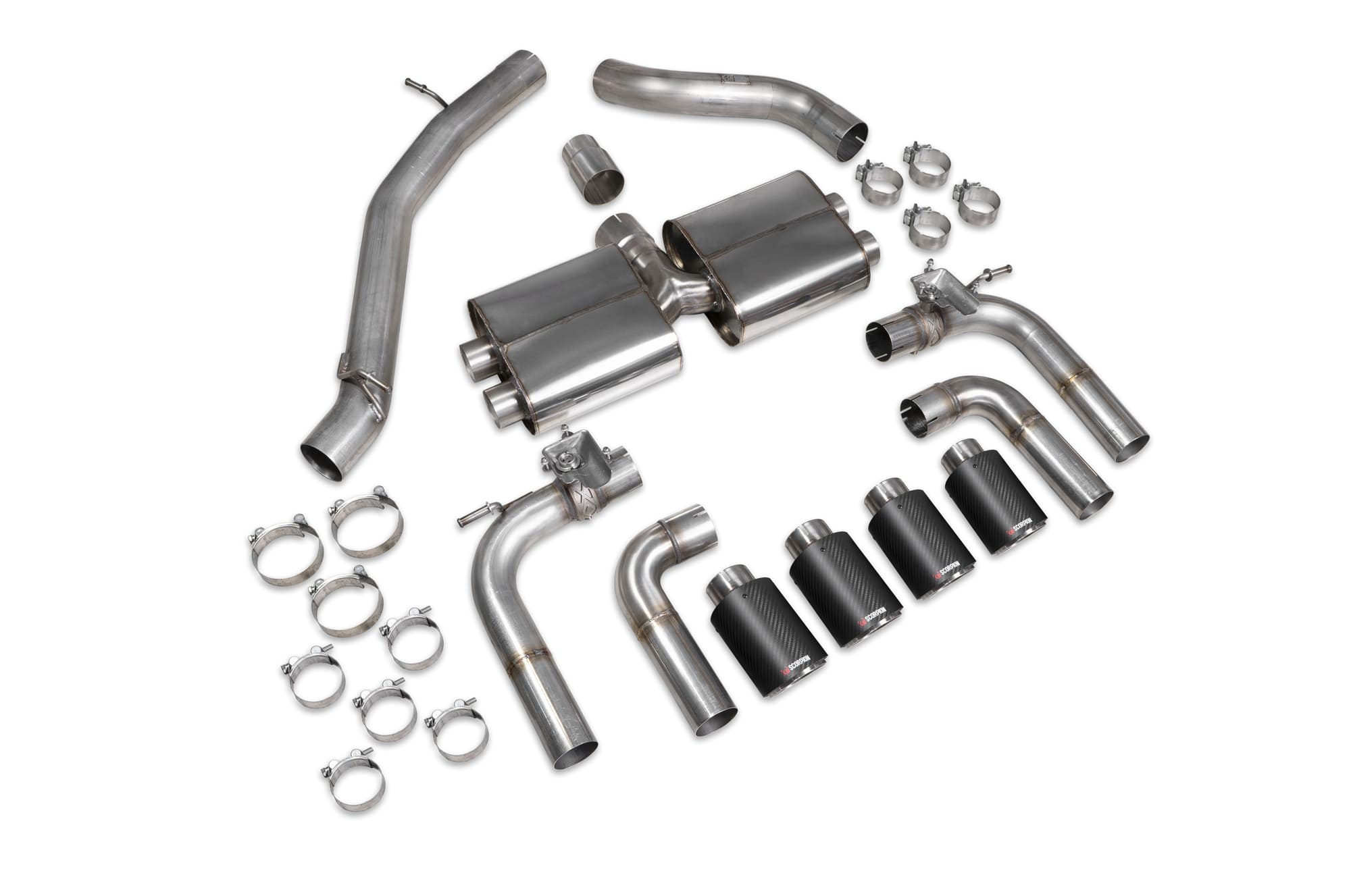 Audi S3 Saloon 8V Non-resonated cat/gpf-back system with valves - Scorpion