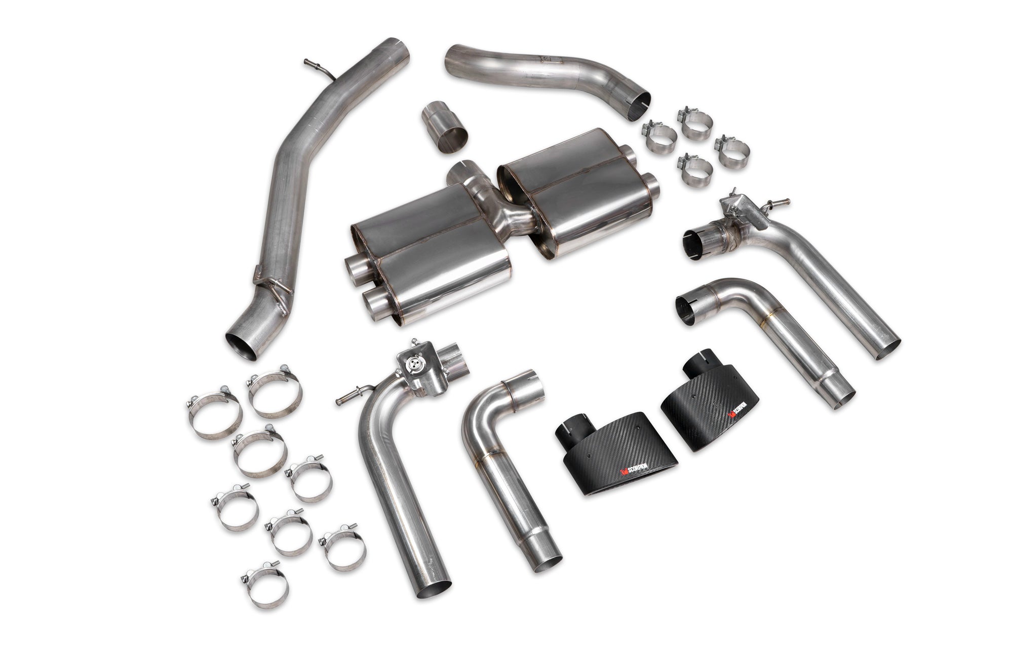 Audi S3 Saloon 8V Non-resonated cat/gpf-back system with valves - Scorpion