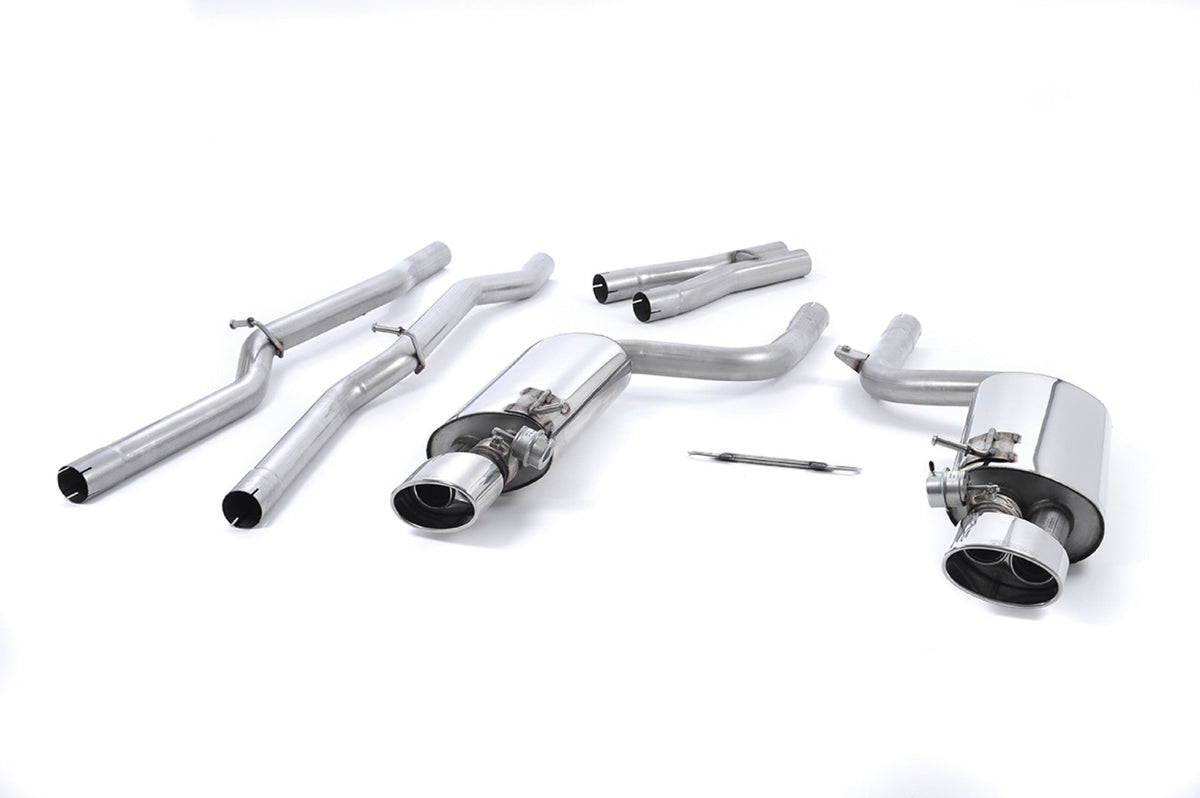 Milltek Audi RS4 B7 4.2 V8 SALOON, AVANT AND CABRIOLET (2006 to 2008) Non-resonated. Including Exhaust Valves. Polished Oval Trims