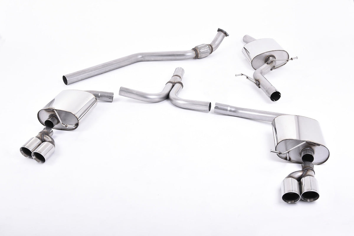 Milltek Audi A5 SPORTBACK 2.0 TFSI 2WD AND QUATTRO MULTITRONIC / S TRONIC (2009 to 2012) Quad-outlet. Requires S5 Sportback lower valance (S-line model only)