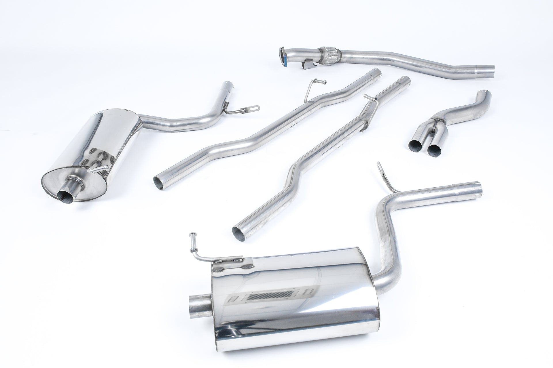 Milltek Audi A4 1.8T B6 QUATTRO SALOON Cat-back Exhaust - AVANT 163BHP (5 SPEED) (2001 to 2005) Non-resonated (louder) with 90mm detachable trims