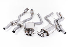Milltek Audi RS5 B8 COUPÉ (2010 to 2015) Cat-back Exhaust - Non-resonated (louder). Uses OE tailpipe trims