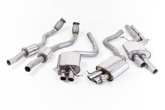 Milltek Audi RS4 B8 4.2 FSI QUATTRO AVANT (2012 to 2015) Cat-back Exhaust - Resonated (quieter). Uses OE tailpipe trims