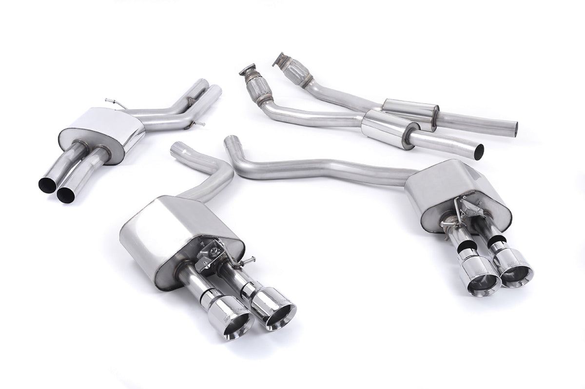 Milltek Audi S7 SPORTBACK 4.0 TFSI QUATTRO S TRONIC (2012 to 2018) Resonated (quieter) with Polished tips. Some 2016 and later models have an updated valve location on one rear silencer meaning the wiring loom needs extending to accommodate.