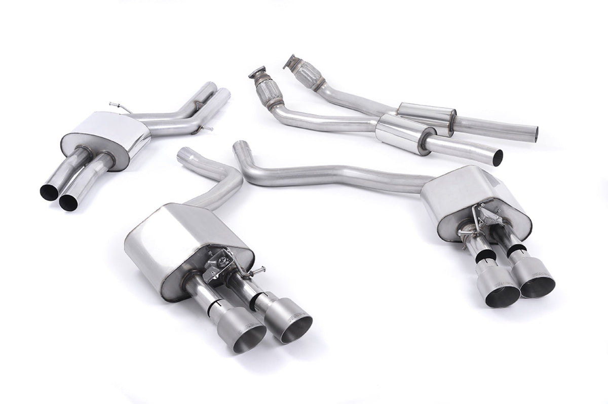 Milltek Audi S7 SPORTBACK 4.0 TFSI QUATTRO S TRONIC (2012 to 2018) Resonated (quieter) with Titanium tips. Some 2016 and later models have an updated valve location on one rear silencer meaning the wiring loom needs extending to accommodate.