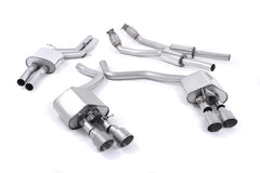Milltek Audi S7 SPORTBACK 4.0 TFSI QUATTRO S TRONIC (2012 to 2018) Resonated (quieter) with Titanium tips. Some 2016 and later models have an updated valve location on one rear silencer meaning the wiring loom needs extending to accommodate.