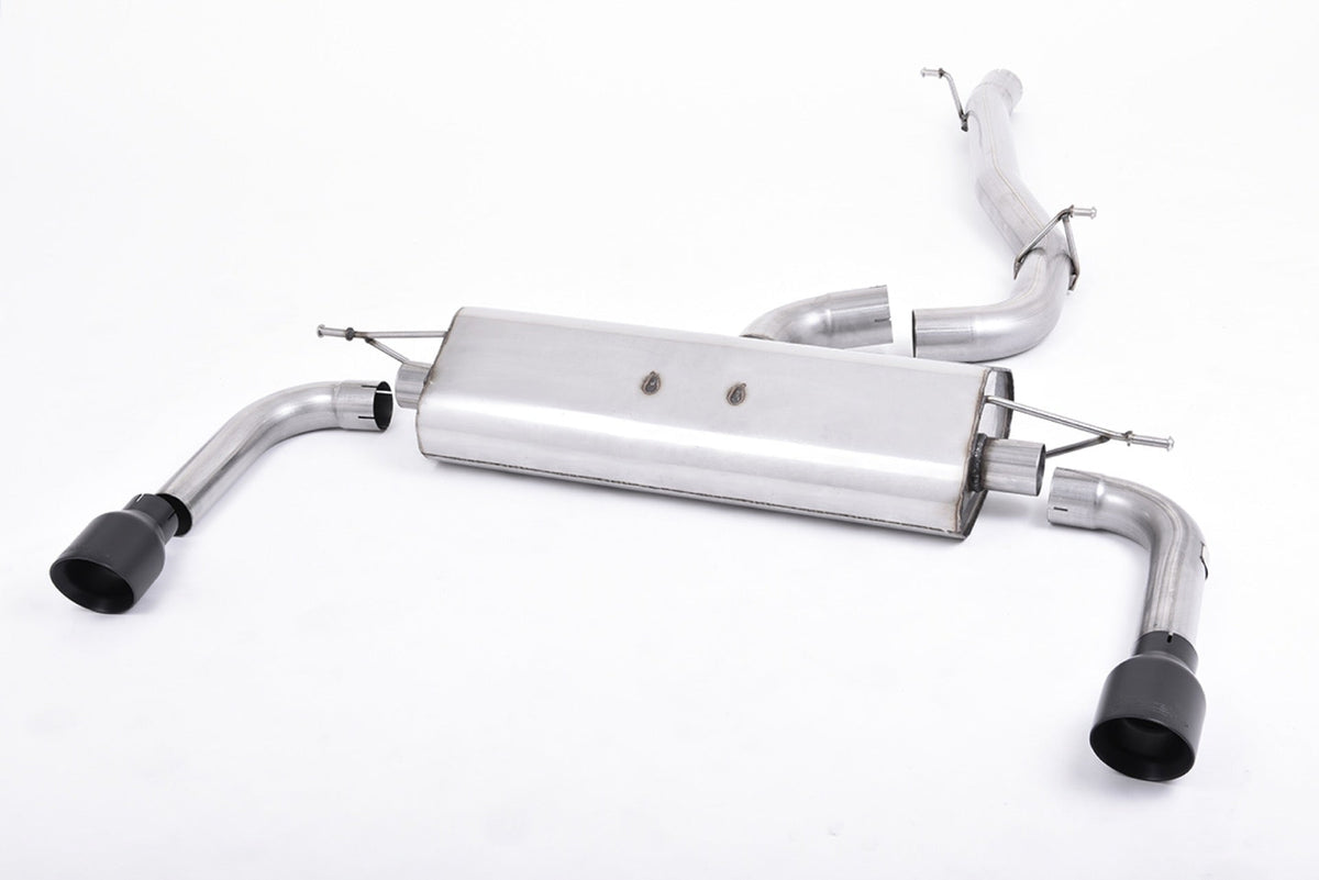 Milltek Audi A3 2.0 TFSI QUATTRO SEDAN 8V Cat-back Exhaust (US-ONLY) (2014 to 2020) Non-resonated (louder). Cerakote Black Tips