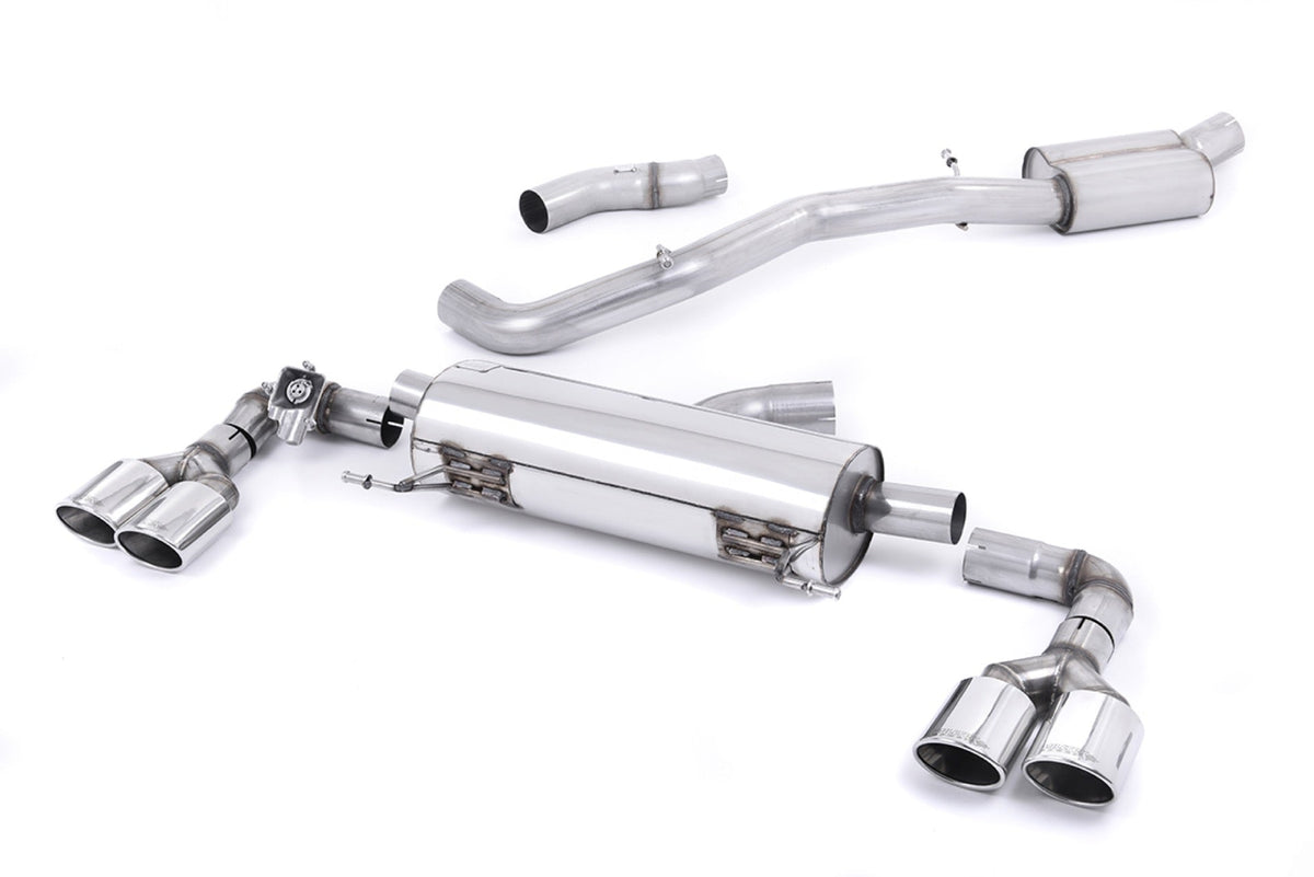 Milltek Audi S1 2.0 TFSI QUATTRO (2014 to 2018) Cat-back Exhaust EC-Approved. Resonated (quieter). Quad Polished Oval Tips.