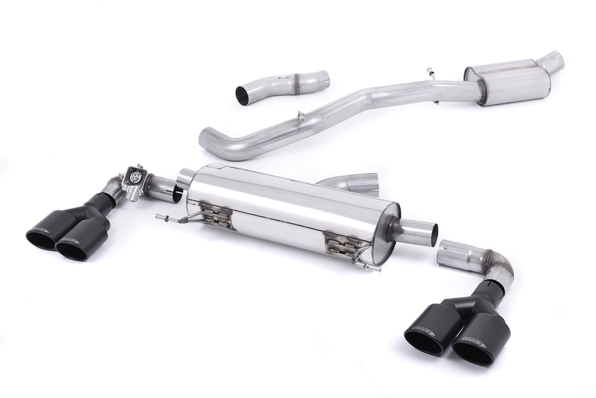 Milltek Audi S1 2.0 TFSI QUATTRO (2014 to 2018) Cat-back Exhaust EC-Approved. Resonated (quieter). Quad Cerakote Black Oval Tips.