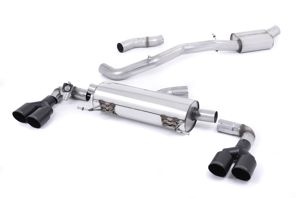 Milltek Audi S1 2.0 TFSI QUATTRO (2014 to 2018) Cat-back Exhaust EC-Approved. Resonated (quieter). Quad Cerakote Black Round Tips.
