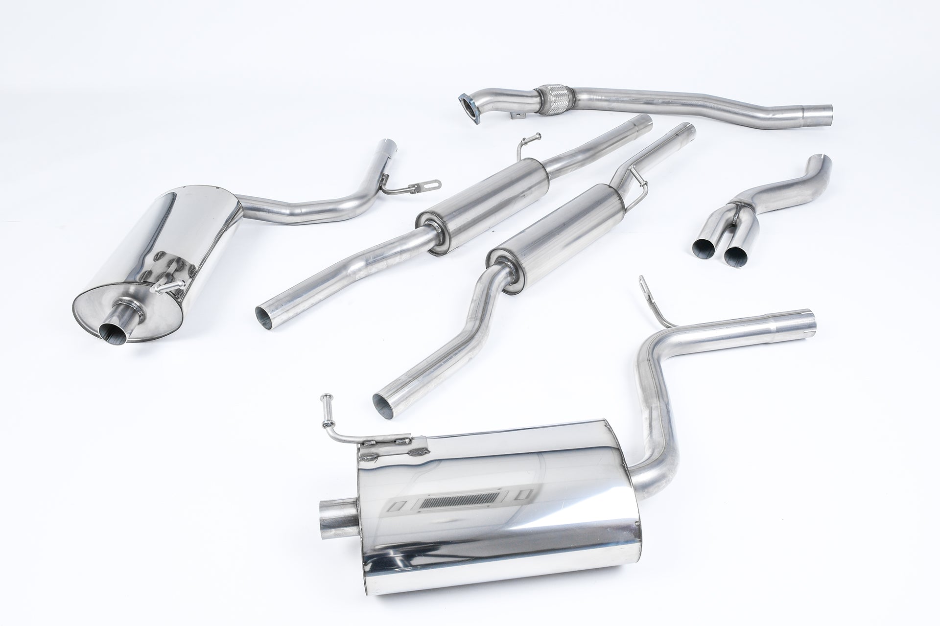 Milltek Audi A4 1.8T B6 QUATTRO SALOON Cat-back Exhaust - AVANT 163BHP (5 SPEED) (2001 to 2005) Resonated (quieter) with 90mm GT90 detachable trims