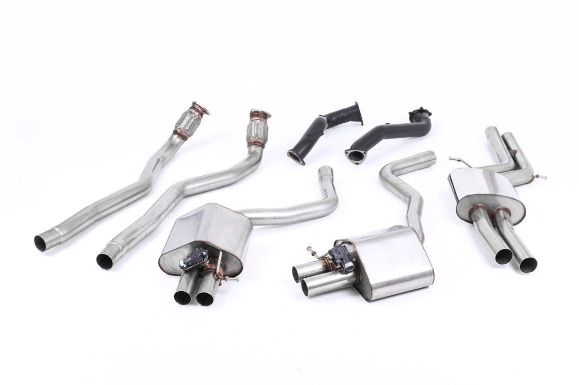Milltek Audi RS7 C7 SPORTBACK 4.0 V8 TFSI BITURBO INC PERFORMANCE EDITION (2013 to 2018) Resonated with 76mm Downpipes. Uses OE Tips. Requires a stage 2 ECU remap (lambda cables need extending)