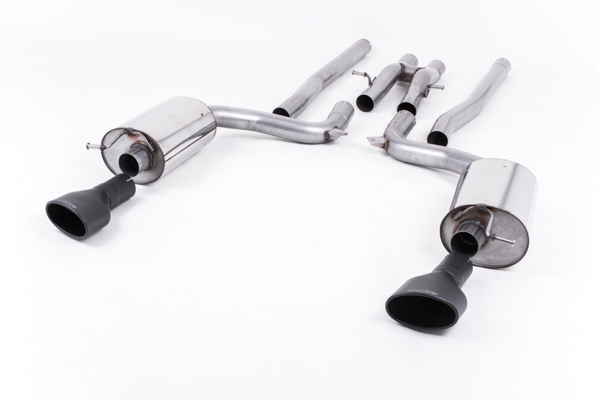 Milltek Audi RS6 C6 5.0 V10 BITURBO QUATTRO (2008 to 2010) Non Cat-back Exhaust Resonated (Louder) Ceramic-coated Black Satin Dual-Oval Trims