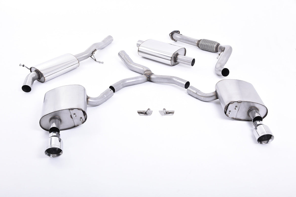 Milltek Audi A4 2.0 TFSI B9 QUATTRO SALOON & AVANT (NON OPF/GPF MODELS INC MILD HYBRID & Cat-back Exhaust WITHOUT BRACE BARS) (2016 and later) - EC Approved
