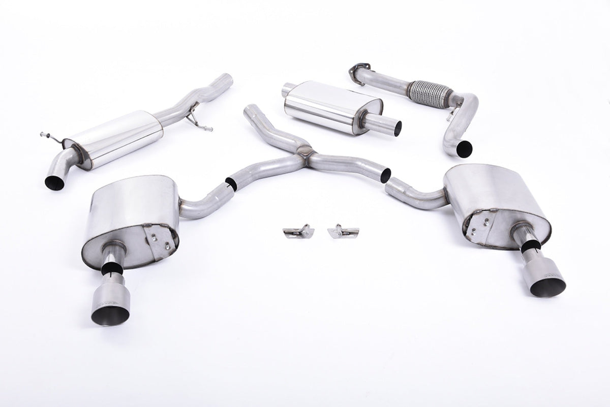 Milltek Audi A4 2.0 TFSI B9 QUATTRO SALOON & AVANT (NON OPF/GPF MODELS INC MILD HYBRID & Cat-back Exhaust WITHOUT BRACE BARS) (2016 and later) - EC Approved