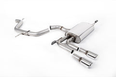 Milltek Audi A3 2.0T FSI 2WD 5 DOOR SPORTBACK (2003 to 2012) Cat-back Exhaust Non-resonated (louder) GT-80 Polished Trims