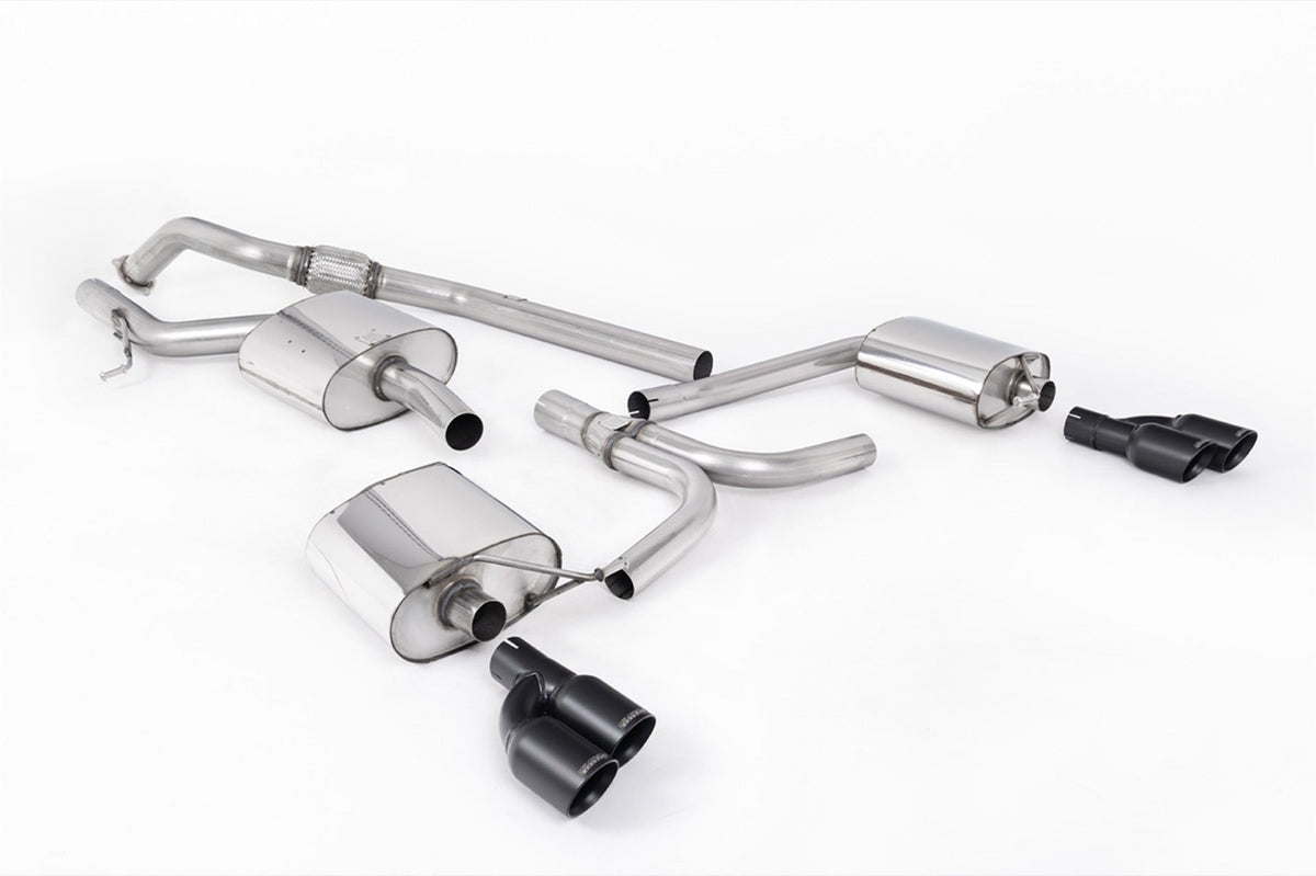 Milltek Audi A5 SPORTBACK 2.0 TFSI 2WD AND QUATTRO MULTITRONIC / S TRONIC (2009 to 2012) - Cerakote Black Quad-outlet. Requires S4 3.0T lower spoiler and detailing strip