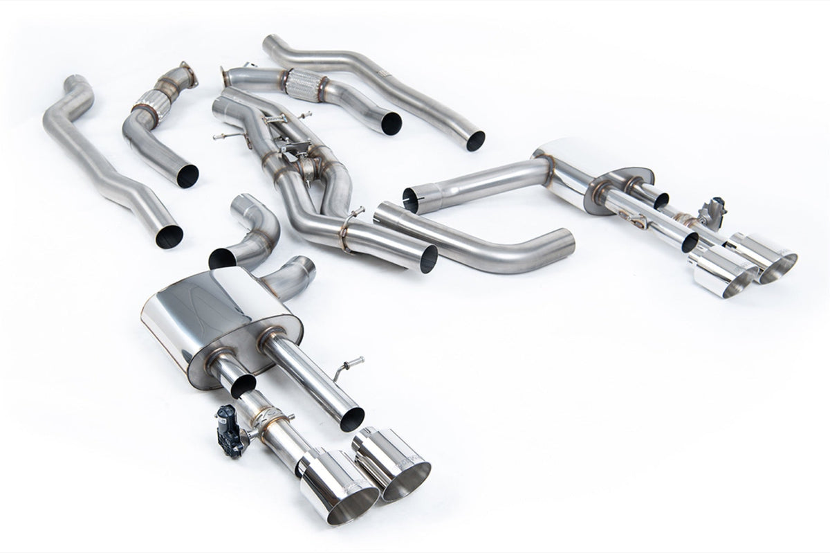 Milltek Audi S8 D5 4.0 TFSI V8 SALOON / SEDAN Cat-back Exhaust - STANDARD WHEEL BASE (NON OPF/GPF US/ROW MODELS) (2020 and Later) Non-Resonated (Louder) OPF/GPF Back System (Twin 80mm) with GT-115 Polished Trims (Does Not Require Cutting of the OE System)