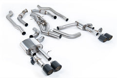 Milltek Audi S8 D5 4.0 TFSI V8 SALOON / SEDAN - STANDARD WHEEL BASE (NON OPF/GPF US/ROW MODELS) (2020 and Later) Non-Resonated (Louder) Cat Back System (Twin 80mm) with JET-115 Carbon Trims (Does Not Require Cutting of the OE System)